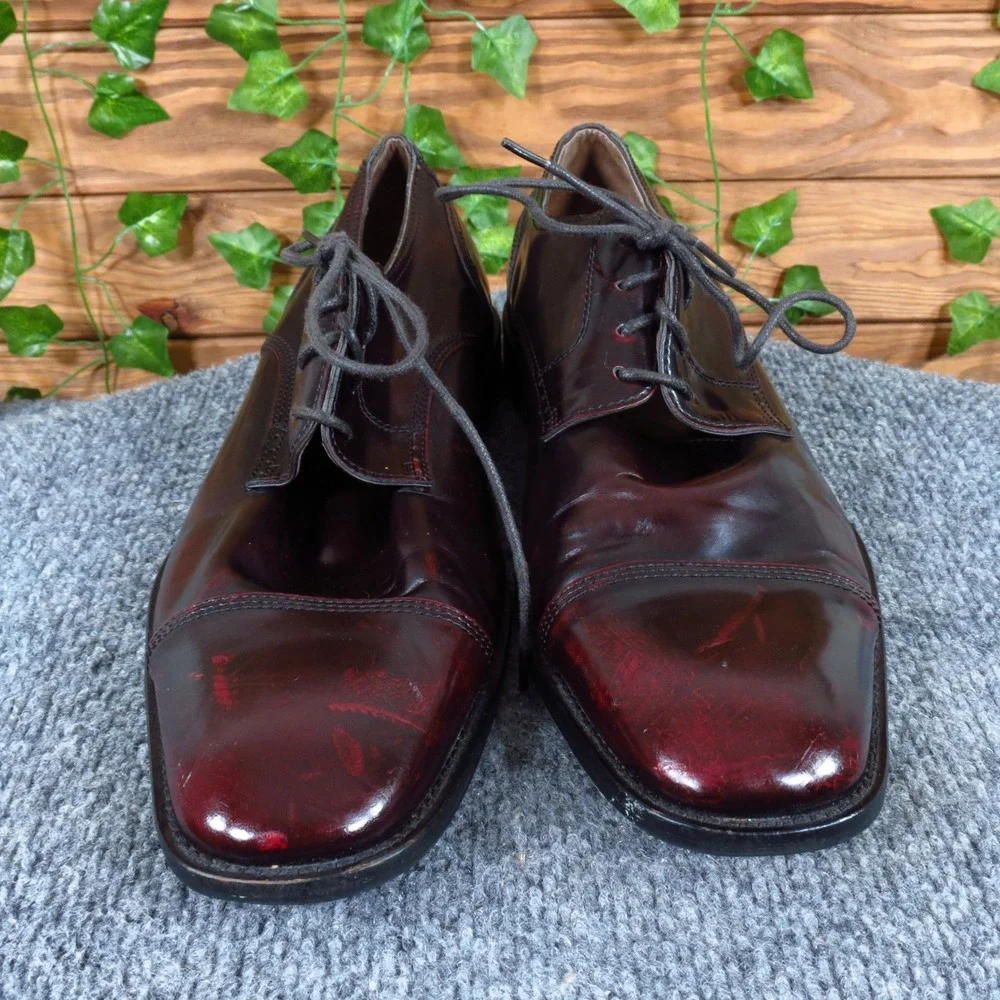 Johnston & Murphy Knowland Men Dress Shoe Sz 10 Formal Business Burgundy Leather